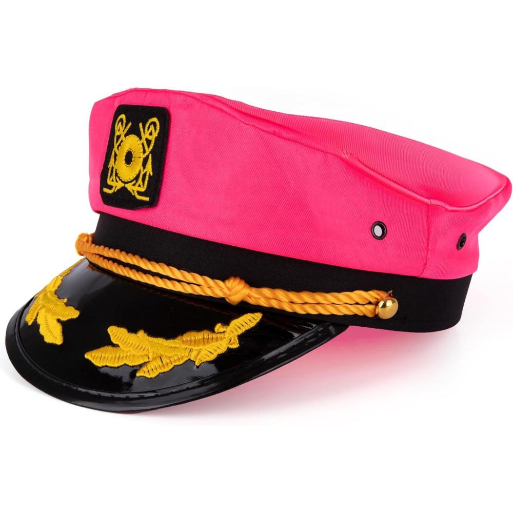 imageArtCreativity Unisex Pink Captains Hat  1 PC Adjustable Comfortable Sailor Hat for Halloween Costume with Snapback Closure  for Women and Men Costume Accessories