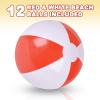 ArtCreativity 10 Inch Red & White Beach Balls for Kids, Pack of 12, Inflatable Summer Toys for Boys and Girls, Decorations for Hawaiian, Beach, and Pool Party, Beach Ball Party Favors