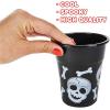 ArtCreativity 50 set Halloween Skull Cups – 16oz Black Plastic Cups for Spooky Drinks & Party Decor – Disposable Drinkware for Trick-or-Treat, Pirate Themes, Kids Parties & Haunted Events(50 Count (Pack of 1))
