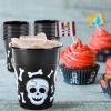 ArtCreativity 50 set Halloween Skull Cups – 16oz Black Plastic Cups for Spooky Drinks & Party Decor – Disposable Drinkware for Trick-or-Treat, Pirate Themes, Kids Parties & Haunted Events(50 Count (Pack of 1))