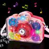 ArtCreativity Bubble Camera Gear Toy, Toy Camera Bubble Machine with 9 Moving Gears, Neck, and Bubble Solution – Small Bubble Machine with Music and Lights for Extra Fun, Cute Bubble Makers for Kids