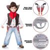 ArtCreativity Cowboy Gun Belt and Holster Set Includes 2 Toy Guns with Sound, Toy Gun Holster, Brown Western Belt, and 6 Fake Bullets – Cowboy Costume Accessories for Boys Halloween Costume