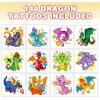 ArtCreativity Dragon Individual Temporary Tattoos for Kids – Bulk Pack of 144 Pre-Cut Dragons Tattoos in Assorted Designs, Non-Toxic 2 Inch – Dragon Tattoo Birthday Party Favors, Goodie Bag Stuffers(Dragon)