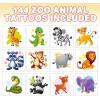 ArtCreativity Dragon Individual Temporary Tattoos for Kids – Bulk Pack of 144 Pre-Cut Dragons Tattoos in Assorted Designs, Non-Toxic 2 Inch – Dragon Tattoo Birthday Party Favors, Goodie Bag Stuffers(Zoo Animal)