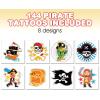 ArtCreativity Dragon Individual Temporary Tattoos for Kids – Bulk Pack of 144 Pre-Cut Dragons Tattoos in Assorted Designs, Non-Toxic 2 Inch – Dragon Tattoo Birthday Party Favors, Goodie Bag Stuffers(Pirate)