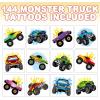 ArtCreativity Dragon Individual Temporary Tattoos for Kids – Bulk Pack of 144 Pre-Cut Dragons Tattoos in Assorted Designs, Non-Toxic 2 Inch – Dragon Tattoo Birthday Party Favors, Goodie Bag Stuffers(Monster Truck)