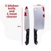 ArtCreativity Fake Bloody Knife Set for Halloween – Bloody Knife Prop Set with Meat Cleaver and Kitchen Knife – Two Highly Detailed Plastic Knives for Halloween Costumes – Toy Knife Set with Blood