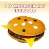 ArtCreativity Funny Hamburger Hat – Soft Plush Costume Accessory, Pizza Party Supplies Decoration – One Size Fits Most, Crazy Silly Hat for Halloween
