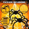 ArtCreativity Giant Spider Halloween Decorations, Includes Two 24″ Spiders and a 16.4′ Spider Web, Outdoor Spider Web Decoration with 2 Giant Spiders, Outdoor Halloween Decorations for Haunted House