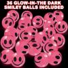 ArtCreativity Glow in The Dark Smile Face Bouncy Balls – Bulk Pack of 36, 1 Inch High Bounce Balls for Kids, Christmas Party Favors, Goodie Bag Stuffers for Boys and Girls(Pink)
