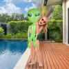 ArtCreativity Green Inflatable Alien, Set of 2, Outer Space Decorations, 34 Inch Inflatable UFO Toys, Alien Party Decorations, Birthday Party Favors, Swimming Pool Toys for Kids