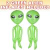 ArtCreativity Green Inflatable Alien, Set of 2, Outer Space Decorations, 34 Inch Inflatable UFO Toys, Alien Party Decorations, Birthday Party Favors, Swimming Pool Toys for Kids