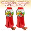 ArtCreativity Gumball Machine for Kids, Set of 2, 6.5″ Desktop Bubble Gum Mini Candy Dispenser, Unique Money Saving Coin Bank, Valentines Gift, Vintage Office Desk Decoration (Gumballs not Included)(Red)