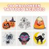 ArtCreativity Halloween Party Favors Set – Includes 1 Halloween Light up Pumpkin Bubble Blower Wand & Halloween Temporary Tattoos (Pack of 144) -2 Inch