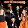 ArtCreativity Halloween Spinner Wands with Sounds – Set of 3 LED Wands, Witch, Pumpkin, Skull for Kids