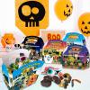 ArtCreativity Halloween Treat Boxes, Set of 12, Cardboard Candy Treat Bags with Carry Handles, Trick or Treat Supplies, Party Favors Halloween Candy Box for Sweets, Toys, Gifts, and More(Treat Boxes)