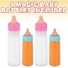 ArtCreativity Magic Baby Bottles, Set of 4, Includes 2 Juice and 2 Milk Baby Doll Bottles with Disappearing Liquid, Baby Doll Accessories for Girls, Pretend Play Toys for Hours of Imaginative Play
