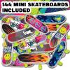 ArtCreativity Mini Finger Skateboards for Kids (Bulk Pack of 144) Durable Finger Boards in Assorted Designs, 2 Inch Fingerboard Skateboard Party Favors, Goody Bag Fillers