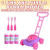 ArtCreativity Pink and Purple Bubble Lawn Mower and Bubble Leaf Blower for Toddlers Bubble Machine Outside Outdoor Toys for Toddlers 1-3, Summer Toys for Girls, Easter Gifts for Kids,