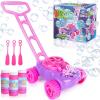 ArtCreativity Pink and Purple Bubble Lawn Mower with 24 Bubble Solution Bottles with Wands Bubble Machine Outdoor Toys for Kids Ages 3+, Summer Toys for Girls, Birthday Party Favors Gifts for Kids