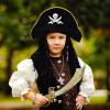 ArtCreativity Pirate Felt Hat for Kids, 1PC, Pirate Costume Hat with Skull and Cross Sword Design, Costume Prop for Halloween, Dress Up Parties, and Photo Booth, Black, White, and Gold