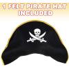 ArtCreativity Pirate Felt Hat for Kids, 1PC, Pirate Costume Hat with Skull and Cross Sword Design, Costume Prop for Halloween, Dress Up Parties, and Photo Booth, Black, White, and Gold