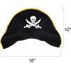 ArtCreativity Pirate Felt Hat for Kids, 1PC, Pirate Costume Hat with Skull and Cross Sword Design, Costume Prop for Halloween, Dress Up Parties, and Photo Booth, Black, White, and Gold