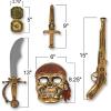 ArtCreativity Pirate Play Set for Kids, 5PC Playset with Plastic Sword, Pistol, Dagger, Compass, and Mask, Pirate Halloween Costume Accessories and Photo Booth Props, Fun Pretend Play Set
