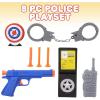 ArtCreativity Police Dart Launcher Set for Kids, Police Pretend Play Set with 1 Toy Gun, 3 Darts, 1 Mini Target, 1 Radio, 1 Handcuffs, and 1 ID, Best Police Accessories Birthday Gift for Kids