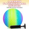 ArtCreativity Rainbow Playground Ball for Kids with Hand Pump, Bouncy 9 Inch Kick Ball for Backyard, Park, and Beach Outdoor Fun, Beautiful Colors, Durable Outside Play Toys for Boys & Girls