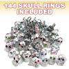 ArtCreativity Silver Plastic Skull Rings for Kids, Set of 144, Halloween Party Favors, Non-Candy Trick or Treat Supplies, Pirate-Theme Goodie Bag Fillers, Spooky Classroom Rewards for Boys and Girls