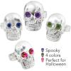 ArtCreativity Silver Plastic Skull Rings for Kids, Set of 144, Halloween Party Favors, Non-Candy Trick or Treat Supplies, Pirate-Theme Goodie Bag Fillers, Spooky Classroom Rewards for Boys and Girls