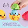ArtCreativity Stacking Egg Cup Bath Toy – Set of 9 – Colorful Baby Nesting Doll Bath Toys for Toddlers Ages 1-3, 3-5 – Stacking Bunny & Chick Nesting Egg Toys for Kids – Early Learning Bathtime Fun