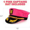 ArtCreativity Unisex Pink Captains Hat – 1 PC Adjustable Comfortable Sailor Hat for Halloween Costume with Snapback Closure – for Women and Men Costume Accessories