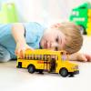 ArtCreativity Yellow School Bus Toy with Flashing Lights & Sound, Friction Powered 1/16 Scale School Bus Toy for Kids with 4 Sounds & Lights, Back & Side Doors Open, Easter Gifts for Kids Ages 3+
