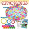 Gamie Duck Pond Matching Carnival Game for Kids, 36″ x 6″ Inflatable Pool & 20 Plastic Ducks with Numbers, Water Outdoor Game for Kids, Fun Memory Game for Backyard, Birthday Party Field Day Games(Floating Ring Toss Game)