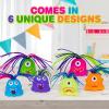 Hair Pulling Screaming Monster Fidget Toys – Set of 6 – Halloween Monster Sensory Toys for Kids in Unique Colors and with 6 Different Sounds Each – Autism Sensory Toys for Kids Ages 3 4 5 6 7 8 9 10+