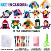 Halloween Monster Craft Sewing Kit for Kids – Sewing Craft Kit with 12 Monster Characters, 6 Child-Friendly Needles, 7 Thread Bundles, 1 Bag of Stuffing, and Scissors – Sewing Craft Ages 5 6 7 8 9 10+