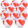 ArtCreativity 10 Inch Red & White Beach Balls for Kids, Pack of 12, Inflatable Summer Toys for Boys and Girls, Decorations for Hawaiian, Beach, and Pool Party, Beach Ball Party Favors