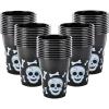 ArtCreativity 50 set Halloween Skull Cups – 16oz Black Plastic Cups for Spooky Drinks & Party Decor – Disposable Drinkware for Trick-or-Treat, Pirate Themes, Kids Parties & Haunted Events(50 Count (Pack of 1))