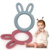 ArtCreativity Bunny Ears Teethers for Baby – Set of 2 Teething Rings – Silicone Baby Teething Toys – 0 6 12 Month Old Girl and Boy Teether Toys – Cute Bunny Gifts for Newborns