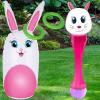 ArtCreativity Bunny Inflatable Ring Toss Game & Easter Bubble Wand, 14″ Light Up Automatic Bubble Maker with LED & Music, Easter Games for Kids with Inflatable Bunny and 6 Rings