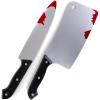 ArtCreativity Fake Bloody Knife Set for Halloween – Bloody Knife Prop Set with Meat Cleaver and Kitchen Knife – Two Highly Detailed Plastic Knives for Halloween Costumes – Toy Knife Set with Blood