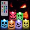 ArtCreativity Flameless Halloween LED Candles – Set of 6 Battery Operated Votive Candles With Remote, Timer, and 12 Colors – Indoor Decorations