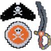 ArtCreativity Foam Pixel Pirate Set, 3-Piece Kit with Pixelated Sword, Shield, and Hat, Unique Halloween Pirate Costume Accessories, Fun Pirate Toys for Kids, Great Birthday Gift Idea