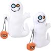 ArtCreativity Ghost Plush Halloween Toys, Set of 2, Soft Stuffed Toys with Colorful Eyes & Basket, Fun Halloween Party Favors for Kids, Great for Spooky Events, Photo Booth Props, and Decorations