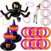 ArtCreativity Halloween Ring Toss Game for Kids – 21 Piece Set – Inflatable Spider, 2 Witch Hat Inflates, 6 Plastic Rings, 12 Inflatable Rings, and Pump – Halloween Games for Party