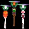 ArtCreativity Halloween Spinner Wands with Sounds – Set of 3 LED Wands, Witch, Pumpkin, Skull for Kids