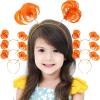 ArtCreativity Orange Ponytail Headbands for Kids – Set of 6 Head Boppers – Cute Tinsel Headband for Girls with Bopper Springs – Adorable Orange Party Favor Accessories – Pom Pom Headbands for Women