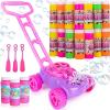 ArtCreativity Pink and Purple Bubble Lawn Mower with 24 Bubble Solution Bottles with Wands Bubble Machine Outdoor Toys for Kids Ages 3+, Summer Toys for Girls, Birthday Party Favors Gifts for Kids